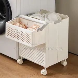 2pcs Foldable Laundry Hamper Basket With Wheels