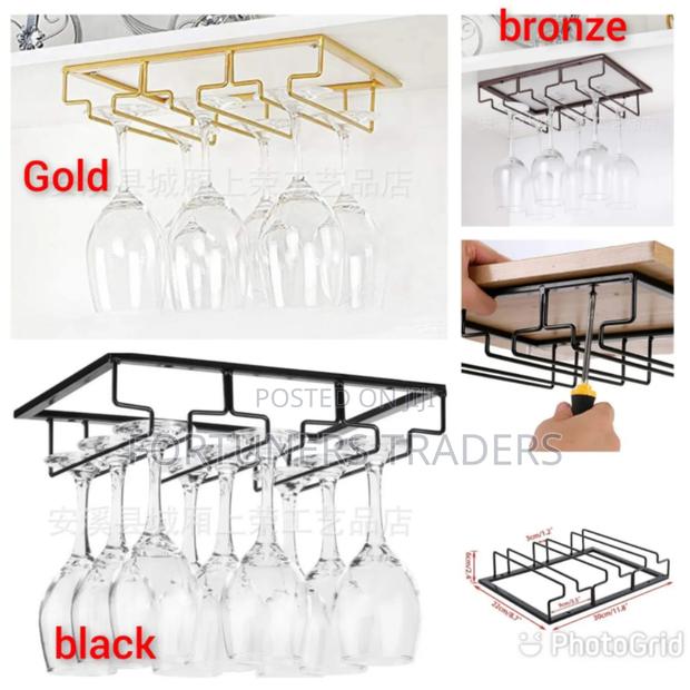 Wine Glass Holder Gold, Black