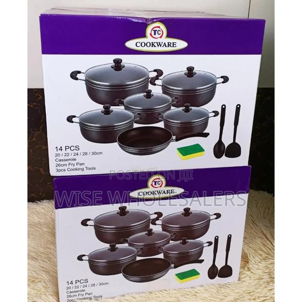 Tc 14 Pieces Non-stick Black Coated Cooking Pot/Sufuria Set