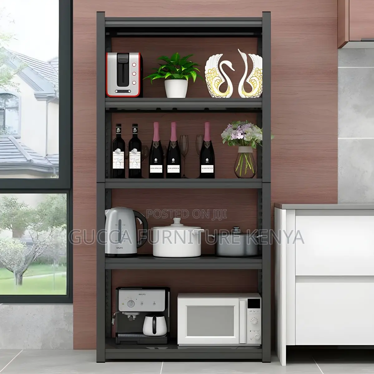Cabinets:Adjustable Modern Steel Office Rack - 5 Shelves