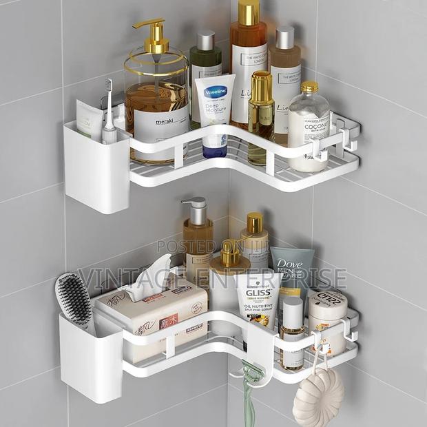 2pcs Bathroom Shower Caddy With Toothbrush Holder