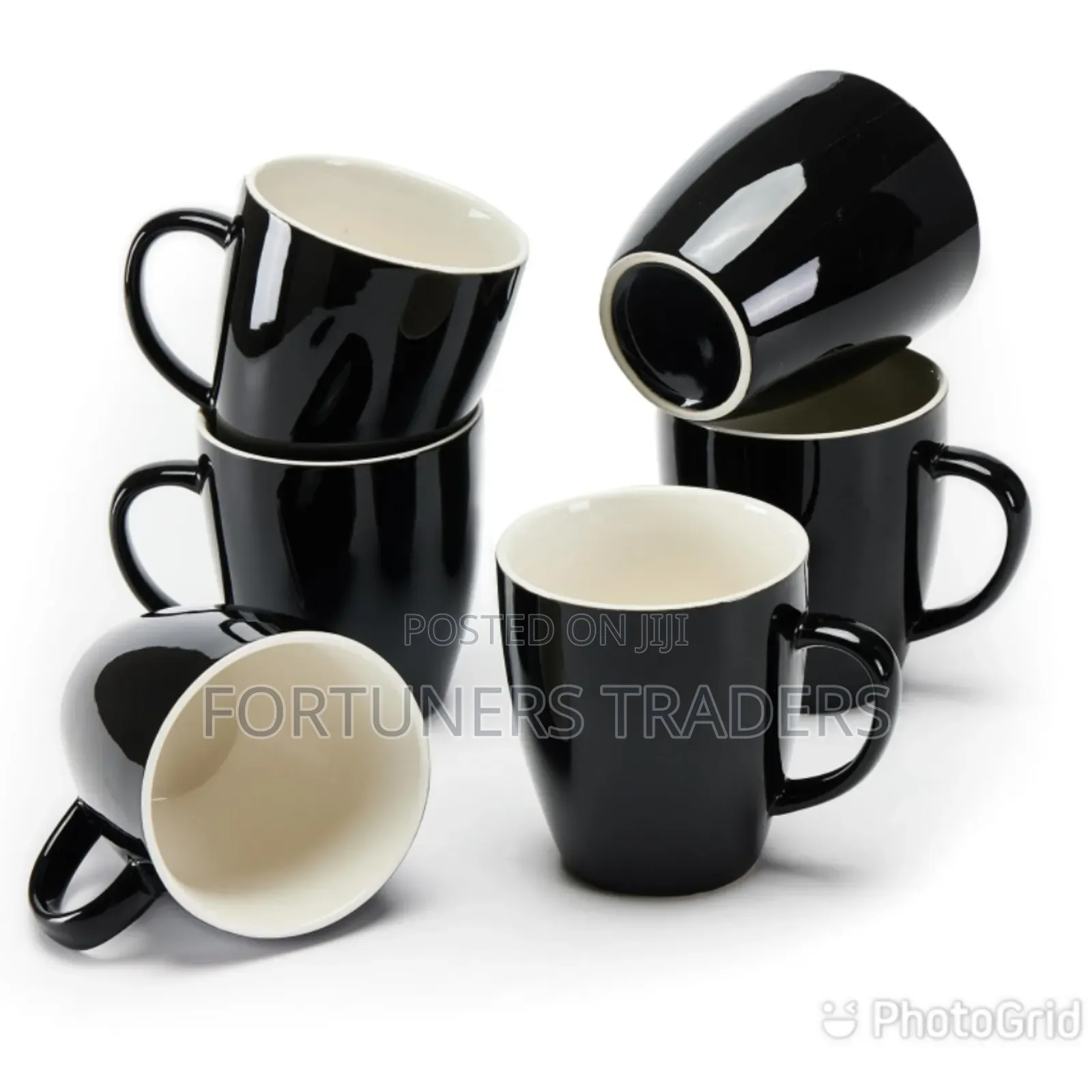6 PCS Ceramic Black Mugs