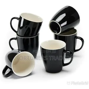 6 PCS Ceramic Black Mugs