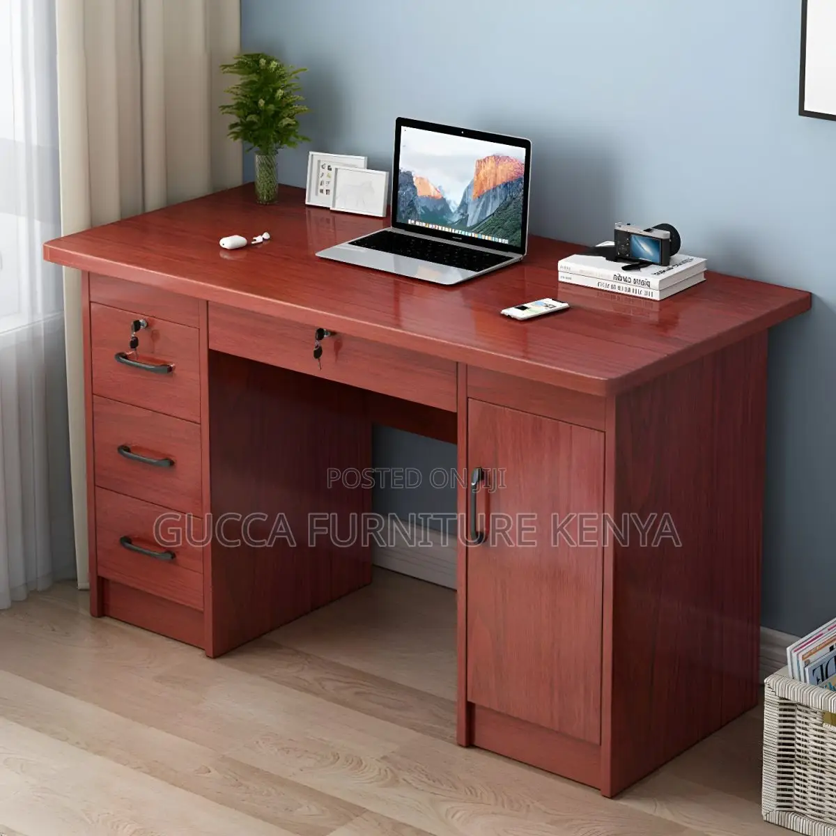 Office Tables:120cm Pedestal Base Executive Mahogany Table