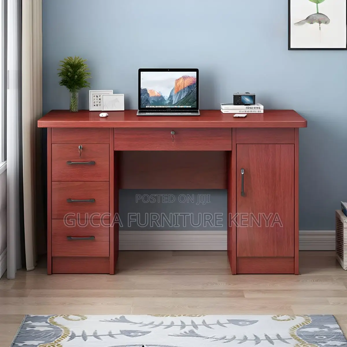 Office Tables:120cm Pedestal Base Executive Mahogany Table