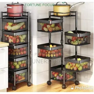 Square Fruit Basket Stand With 5 Tiers, Fruit and Vegetable