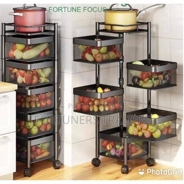 Square Fruit Basket Stand With 5 Tiers, Fruit and Vegetable