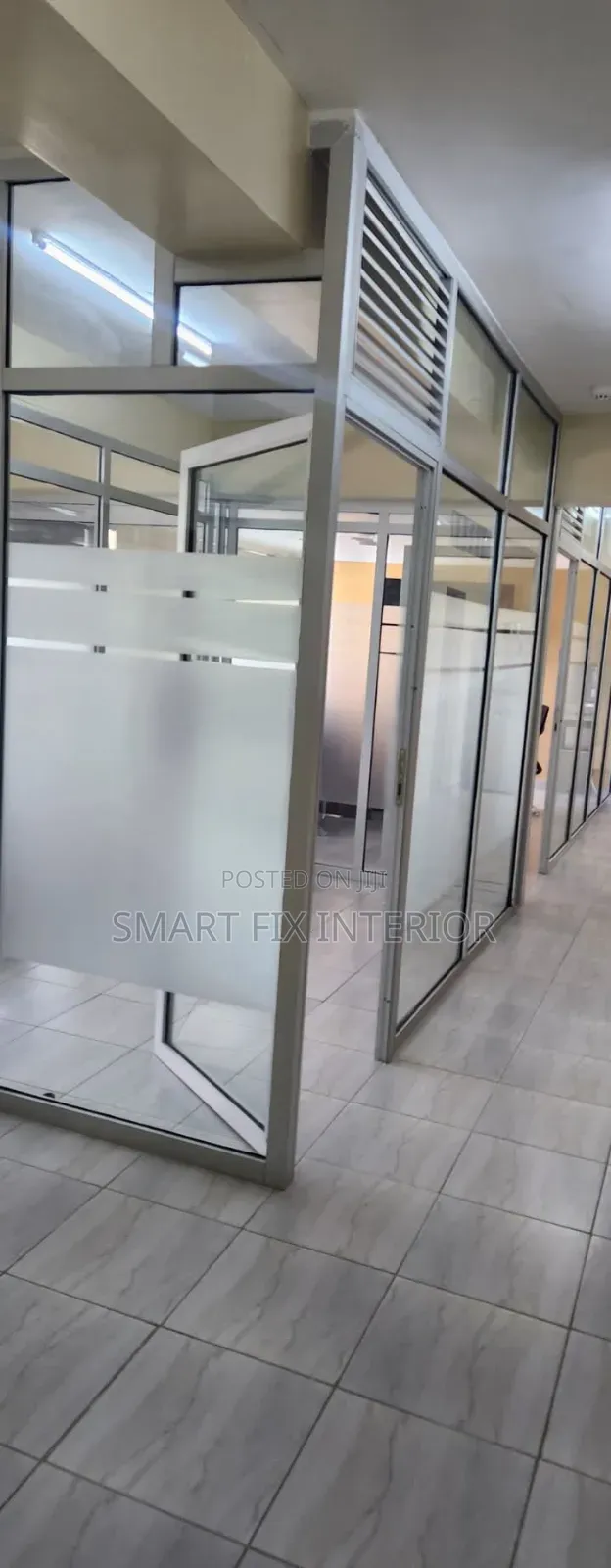 Glass/Aluminum/Gypsum Partitioning/Countertop and Shelves