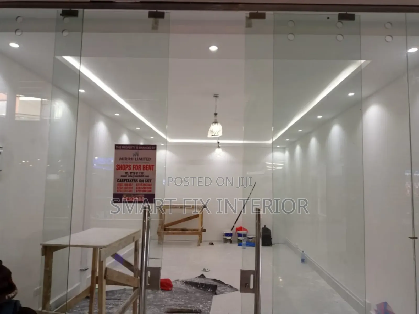 Glass/Aluminum/Gypsum Partitioning/Countertop and Shelves