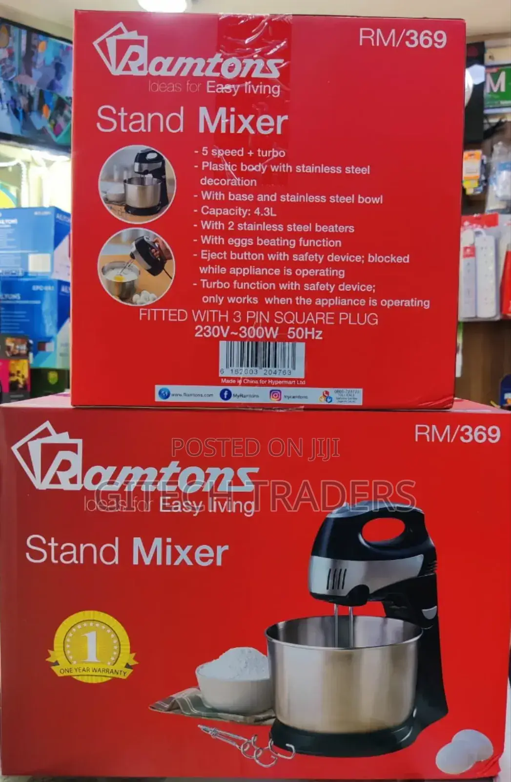 *Ramtons Stand Mixer 4.3litres 5-Speed+Turbo