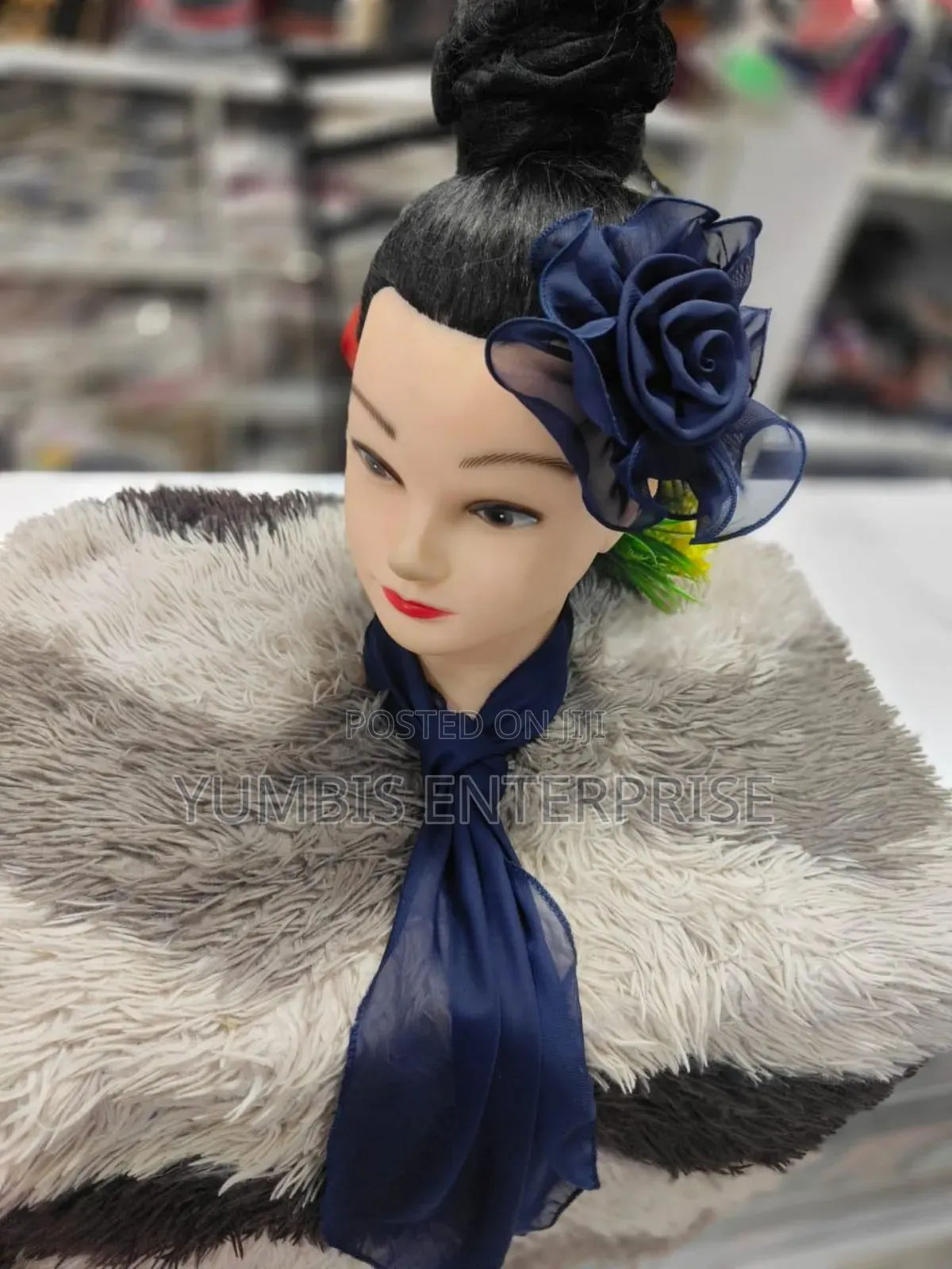 Chiffon Scarf With Detachable Flower Fascinator 400