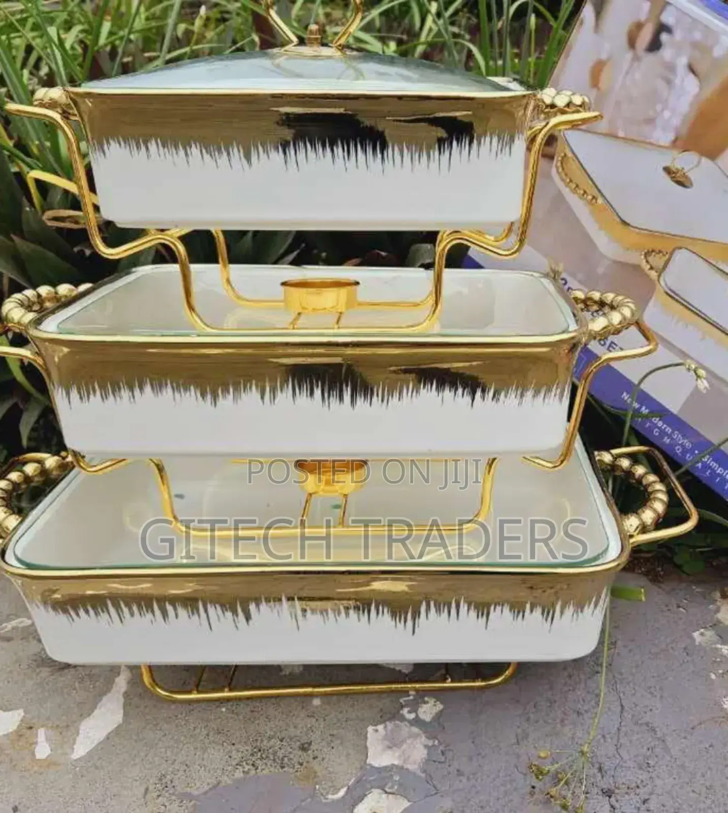 *Set of 3 Ceramic Chaffing Dishes