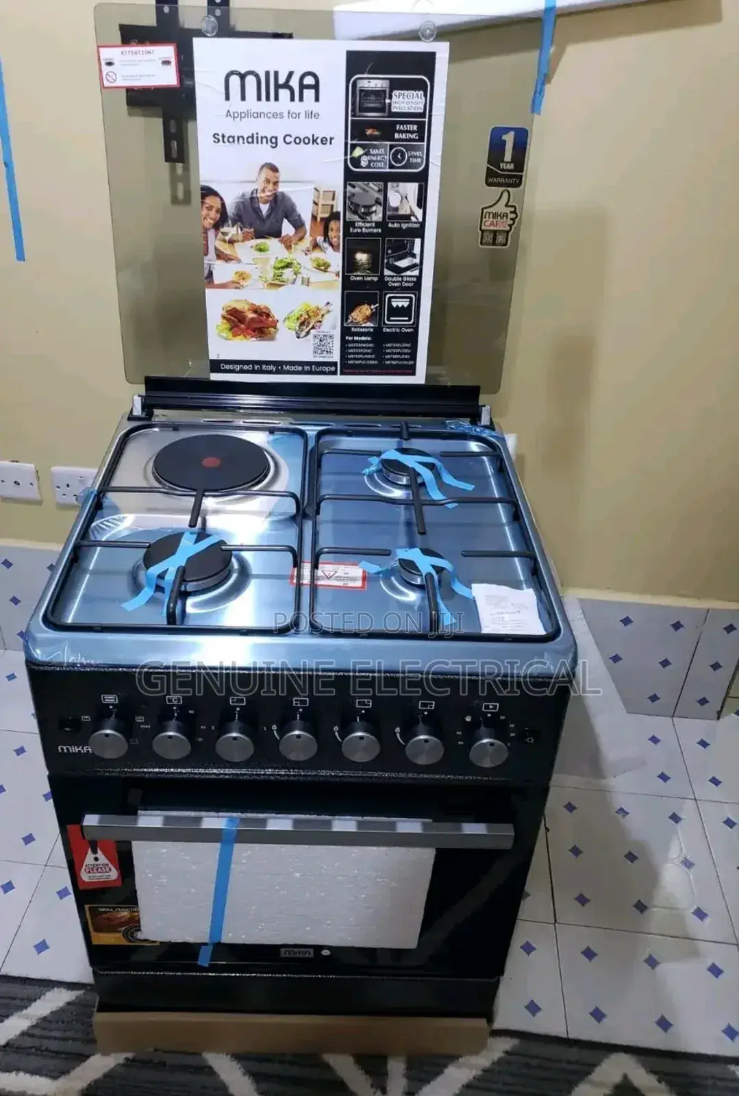 Mika 60*60 3g+1e Standing Cooker Electric Oven{Silver}