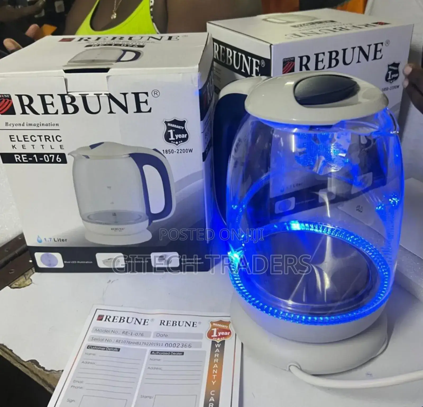 1.7L Rebune Glass Kettle
