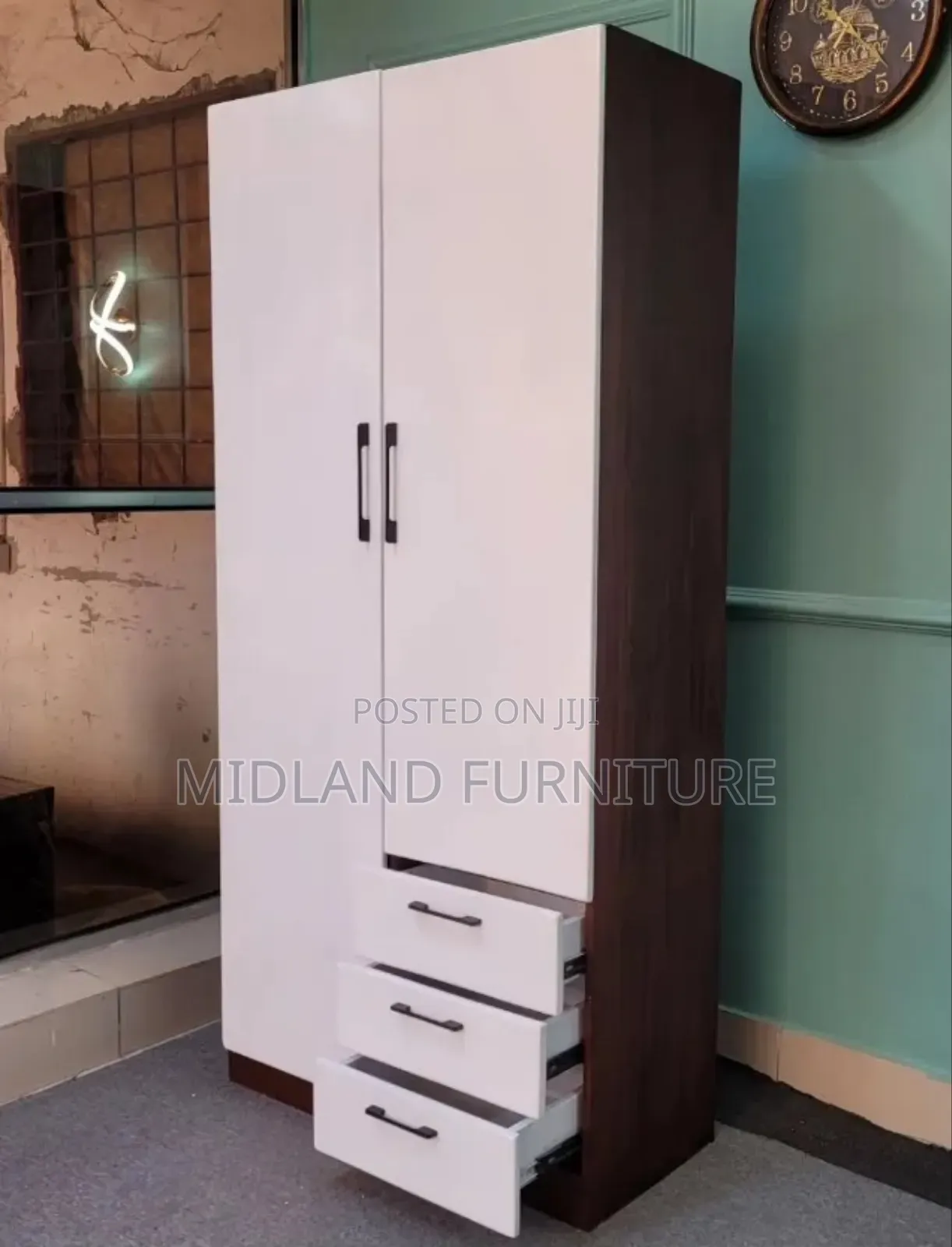 White and Brown Wardrobe Cabunet