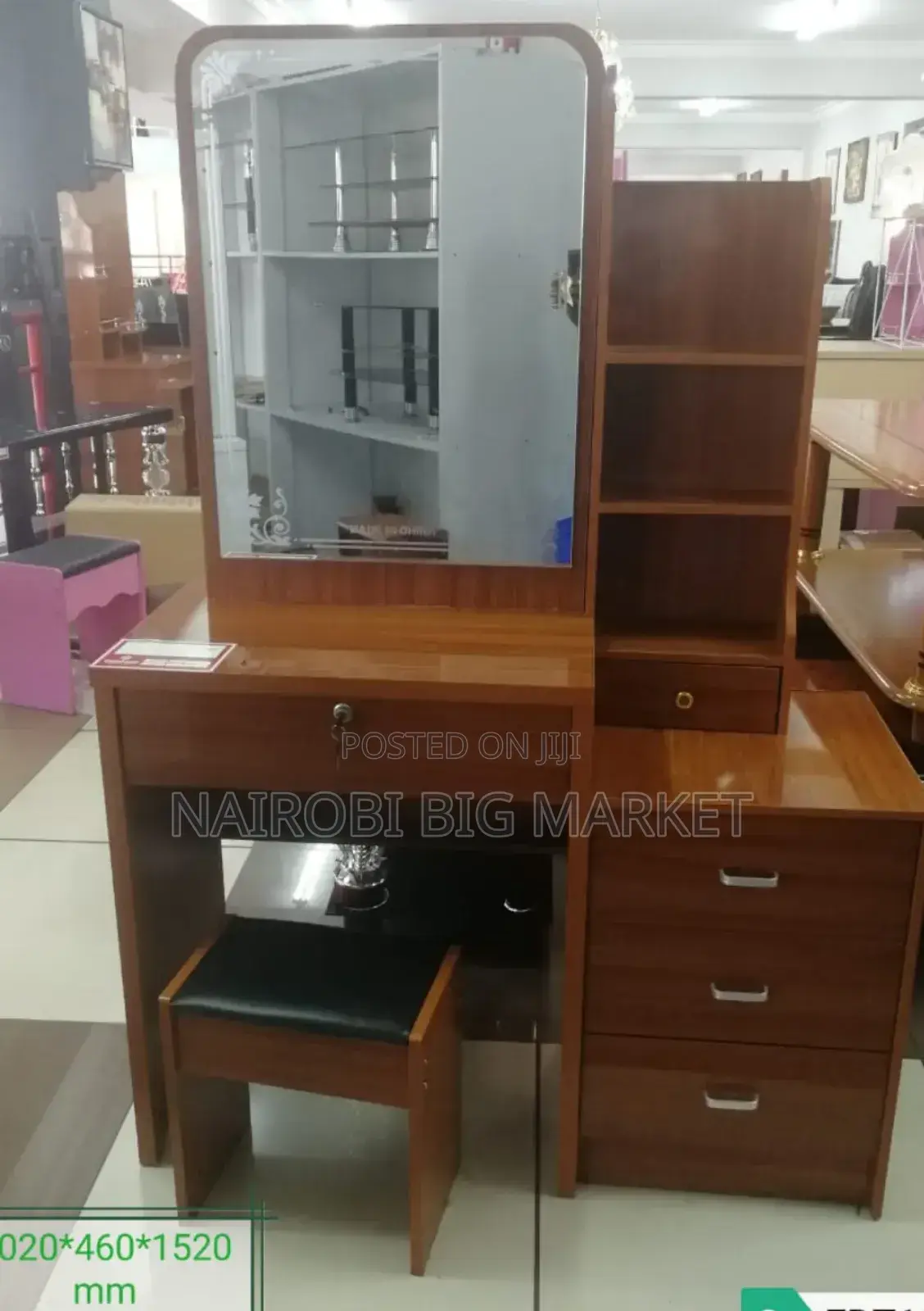 Brown Portable Dressing Table Plus Sliding Mirror BT-1