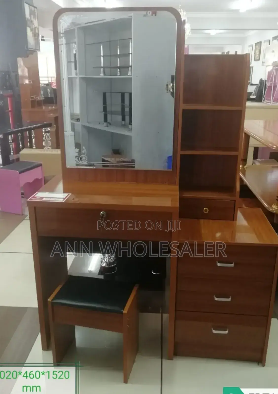 Brown Portable Dressing Table Plus Sliding Mirror BT-1