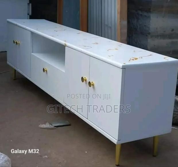 *6 Ft Modern Classy White Themed Tv Stand