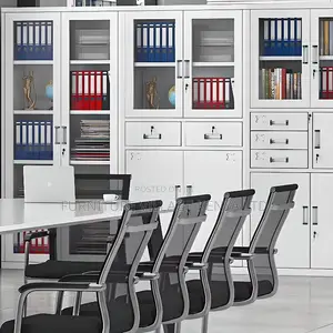 Office Cabinets; Half-Glass Steel Storage Cabinet