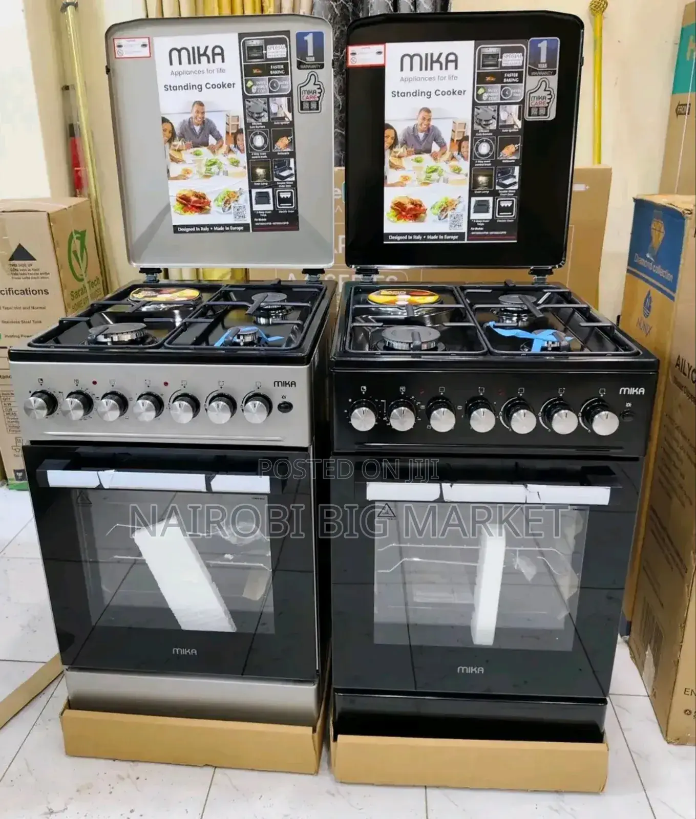 *MIKA Standing Cooker, 50cm X 60cm, 3 Gas Burners 1 Plate
