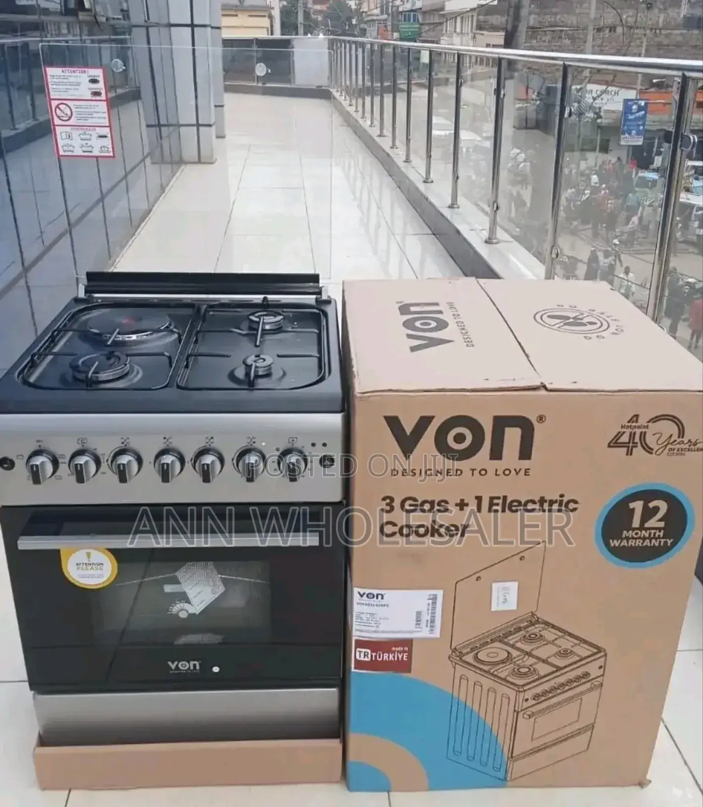 VON 3gas+1electric Standing Cooker 58*58 With Electric Oven