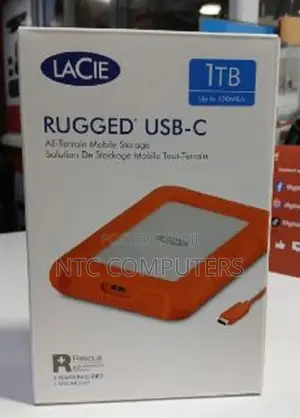 Lacie Rugged SSD 1TB Solid State Drive — USB-C USB