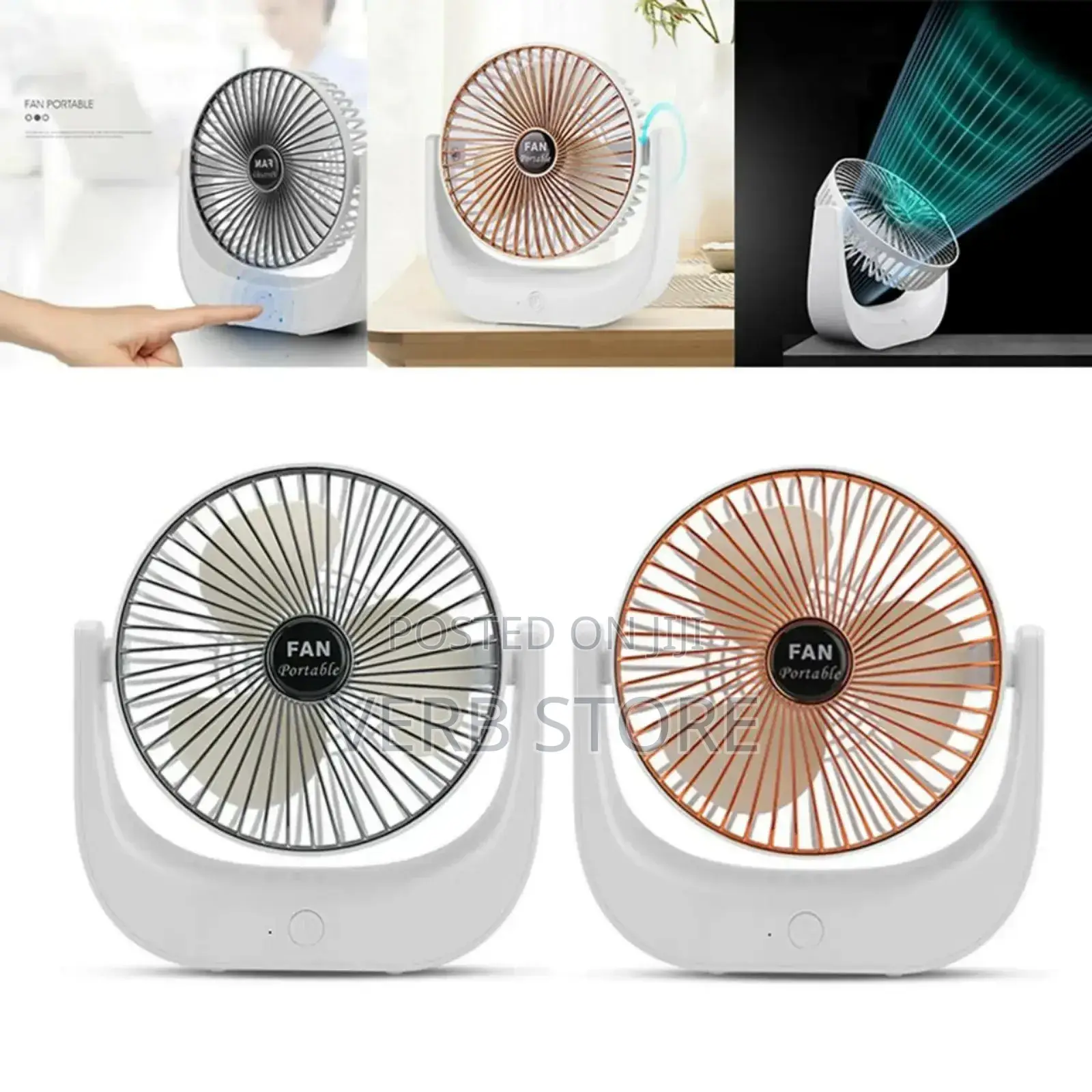 Desktop Mini Fan, Rechargeable Desk Fan 3,