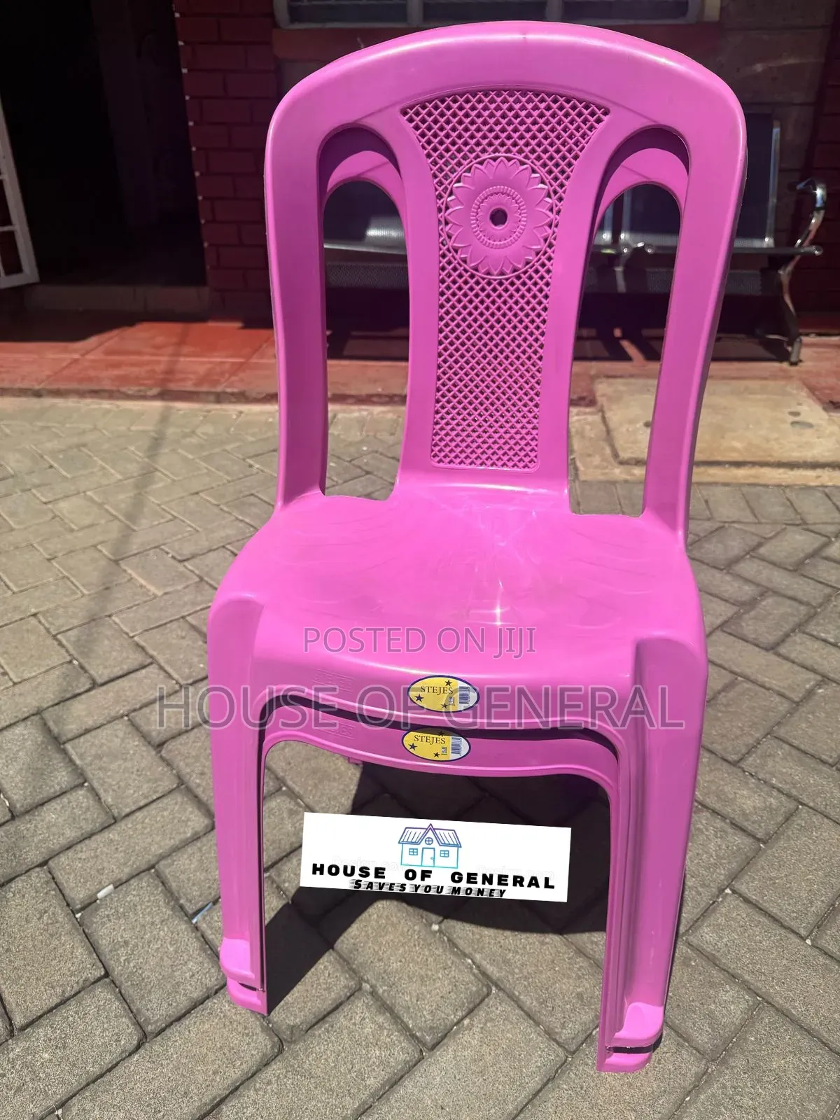 Stajes Armless Plastic Chair# Pink Chair Available