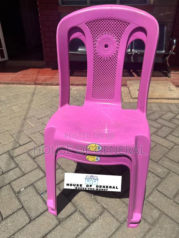 Stajes Armless Plastic Chair# Pink Chair Available - thumbnail 2
