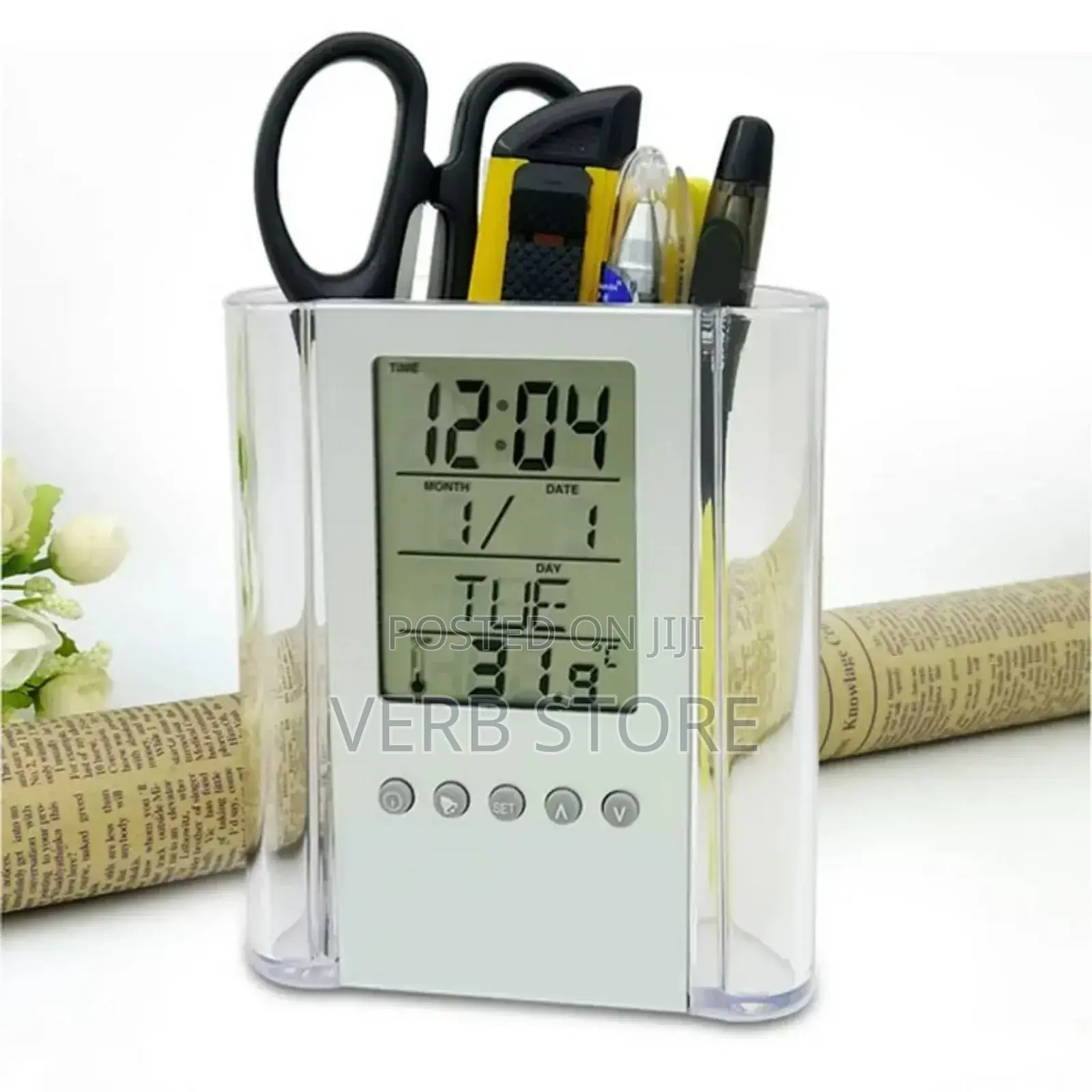 Pen Pencil Holder/Organizer, Digital LCD Desk Pen Holder,