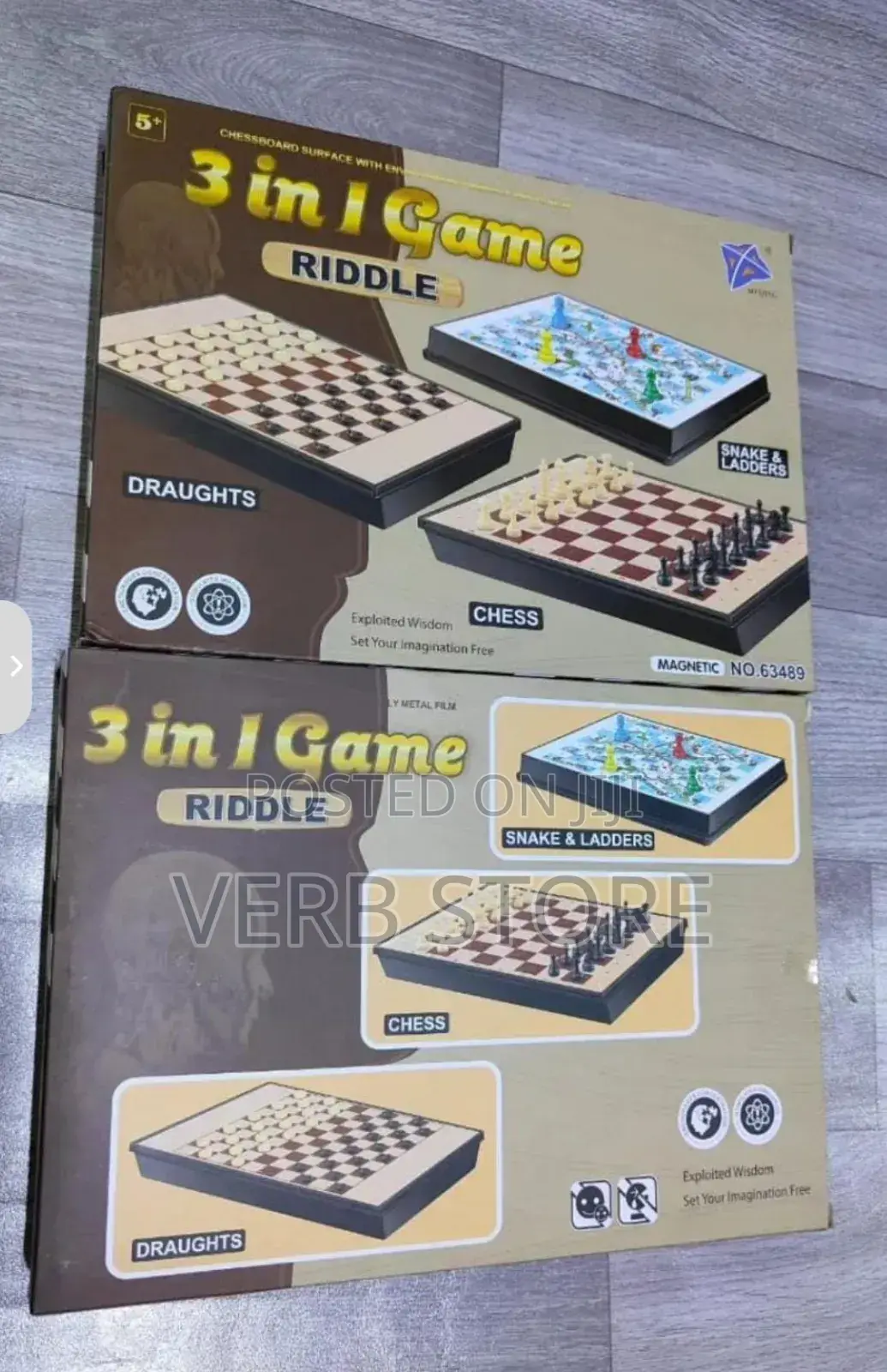 3 in 1 Riddle Game Chess, Draughts,Snake and Ladder