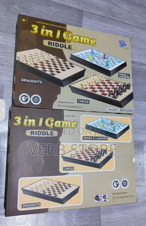 3 in 1 Riddle Game Chess, Draughts,Snake and Ladder