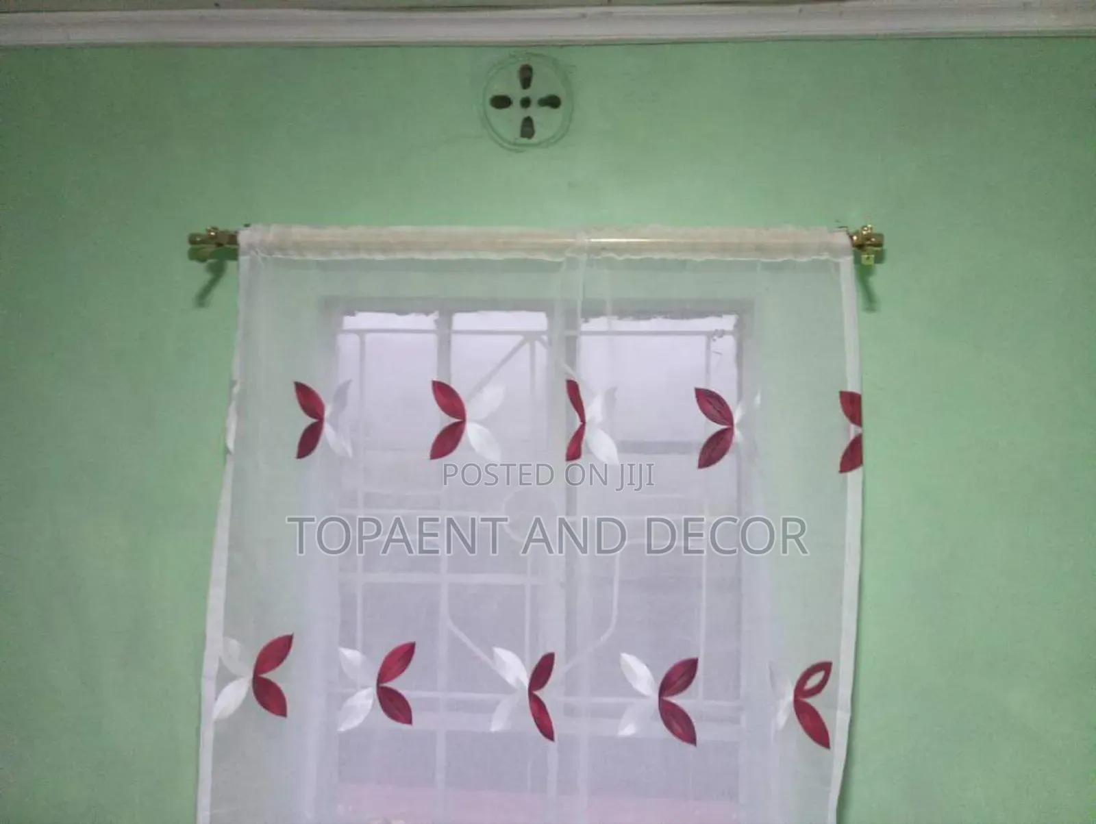 White and Maroon Flowered Window Sheers Quality Sheers