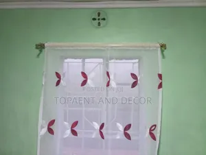 White and Maroon Flowered Window Sheers Quality Sheers