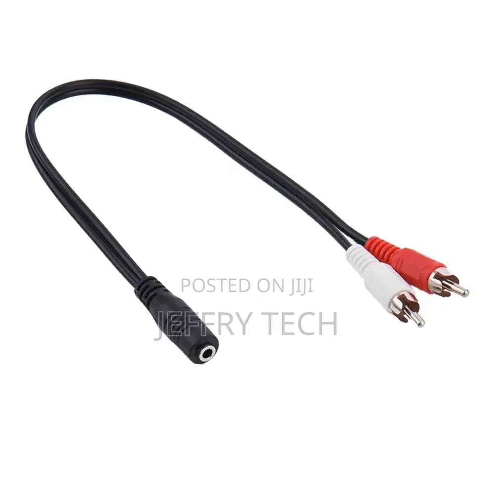 3.5mm Female Aux to 2 Male RCA Plug Aux Adapter Cord Cable