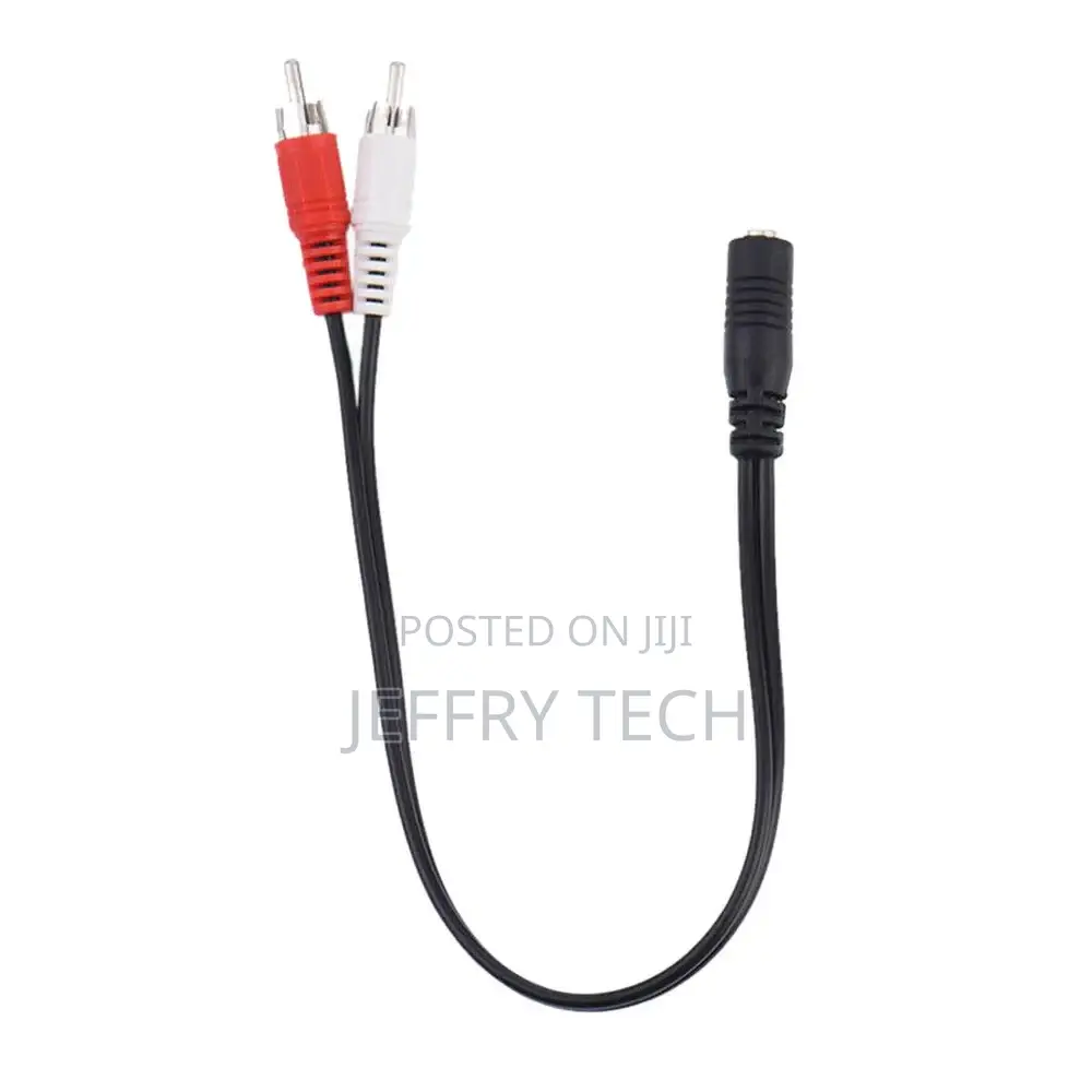 3.5mm Female Aux to 2 Male RCA Plug Aux Adapter Cord Cable