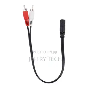 3.5mm Female Aux to 2 Male RCA Plug Aux Adapter Cord Cable