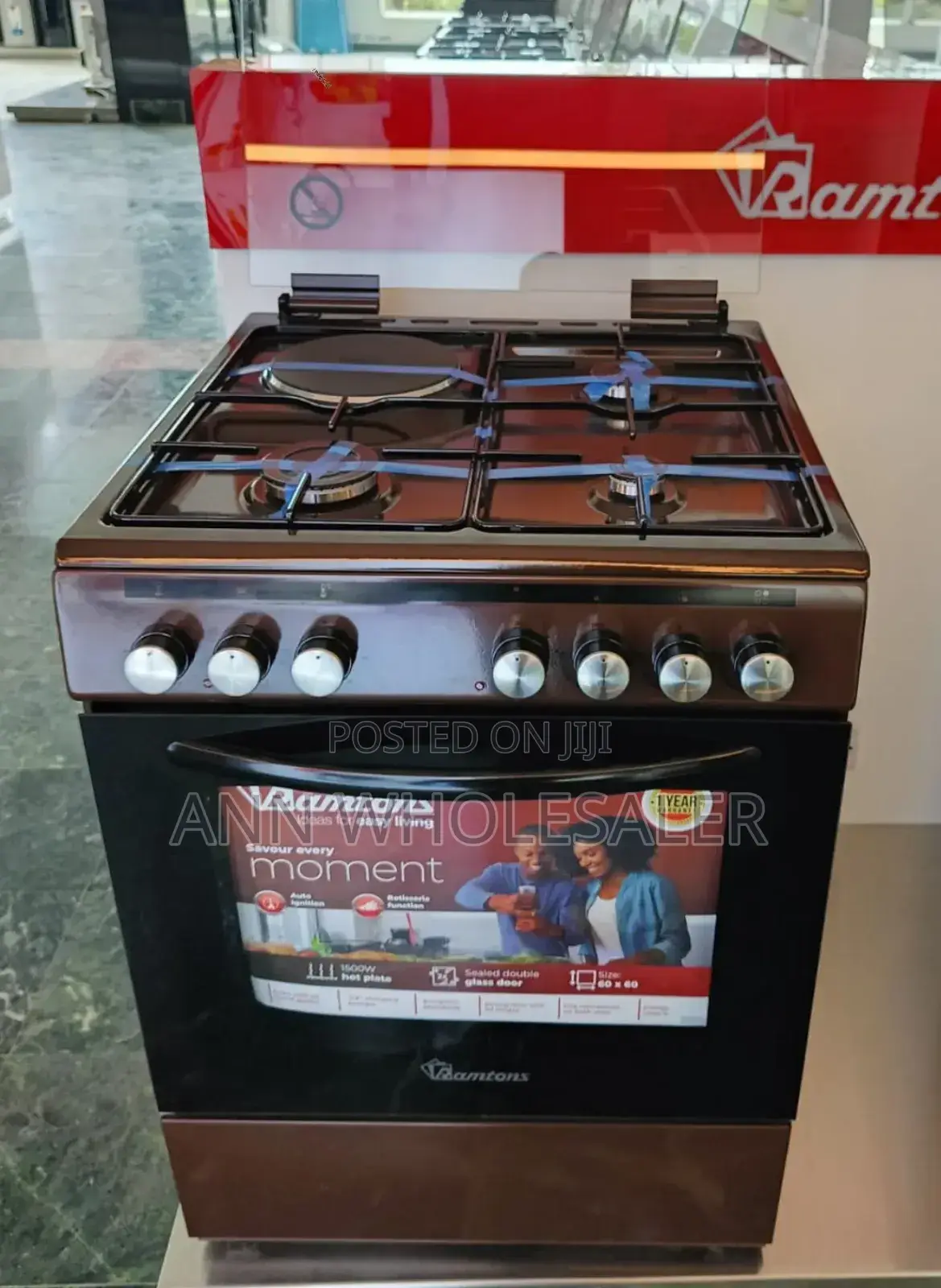 Ramtons Standing Cooker 60*60cm. 3G+1ELECTRIC Oven RM/3G