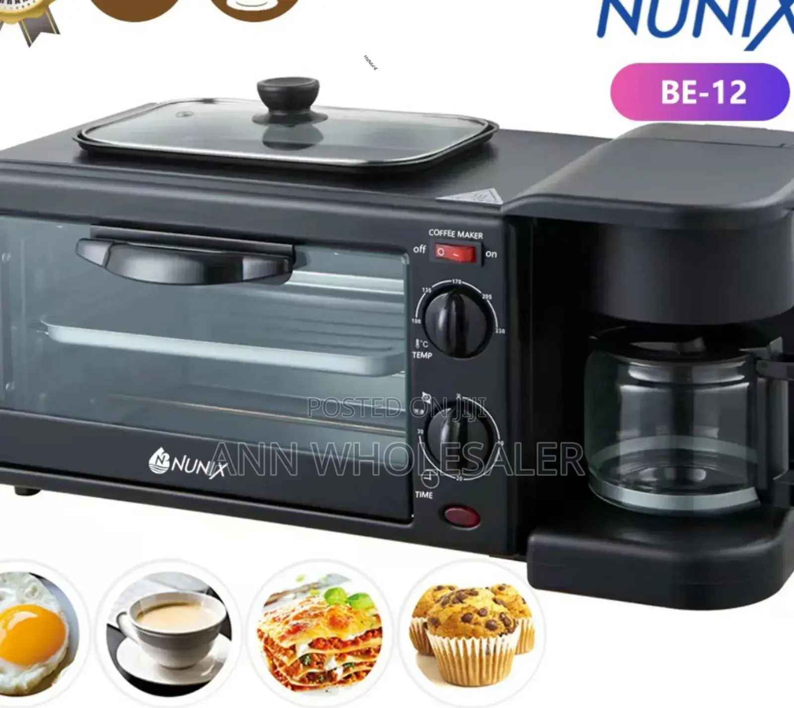 Nunix 3 in 1 Breakfast Maker;Oven, Coffee Maker Rm4