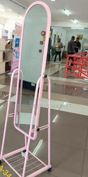 Pink Full Length Dressing Mirror With Wheels, Shoes Rack M8