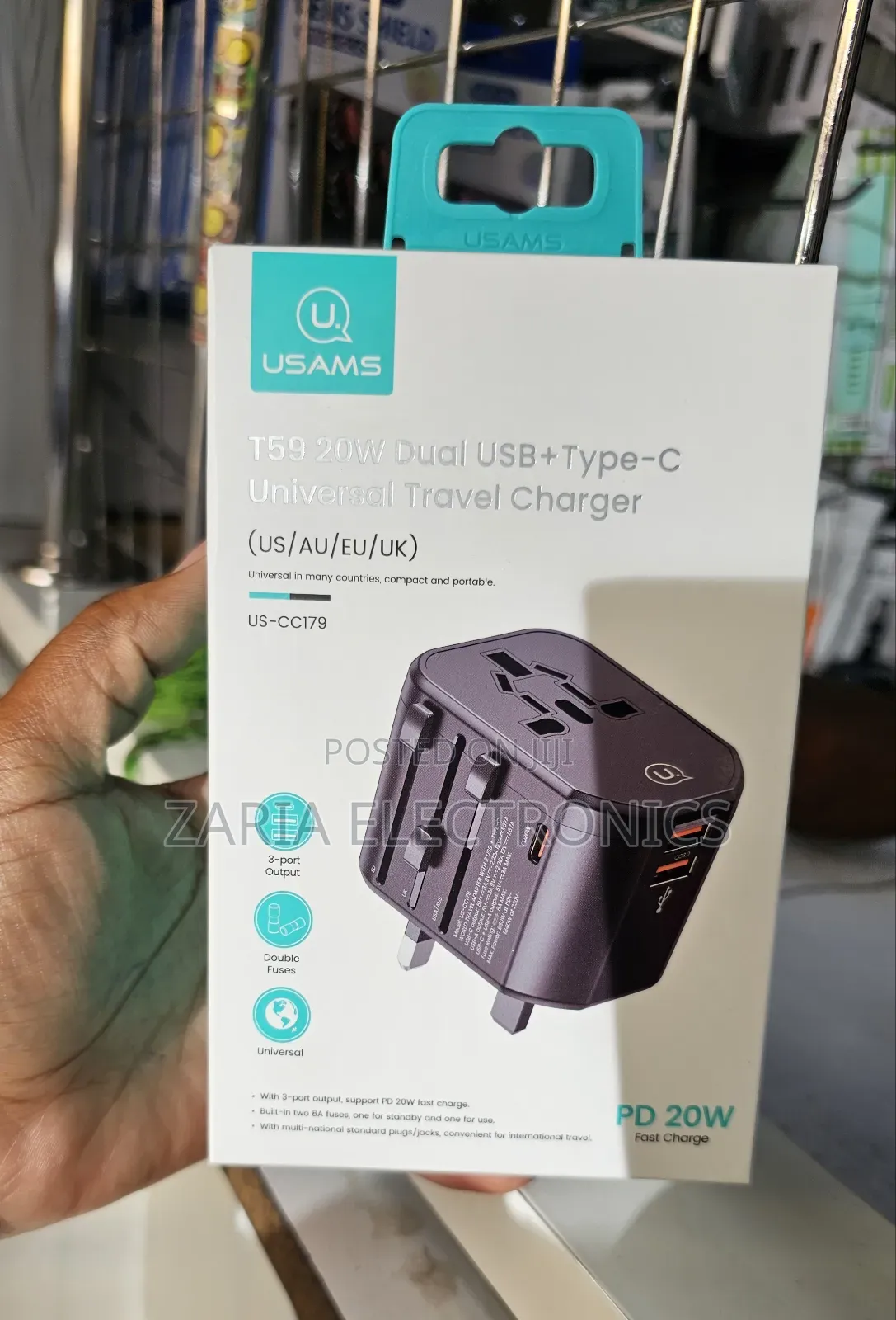 Usams 20watts Power Adapter With Dual Ports Type C +Usb
