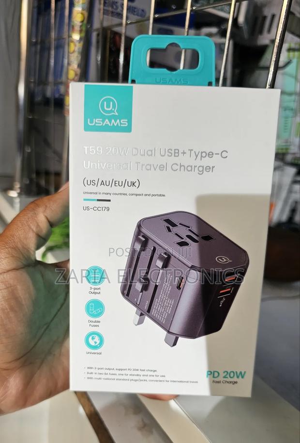 Usams 20watts Power Adapter With Dual Ports Type C +Usb - thumbnail 2