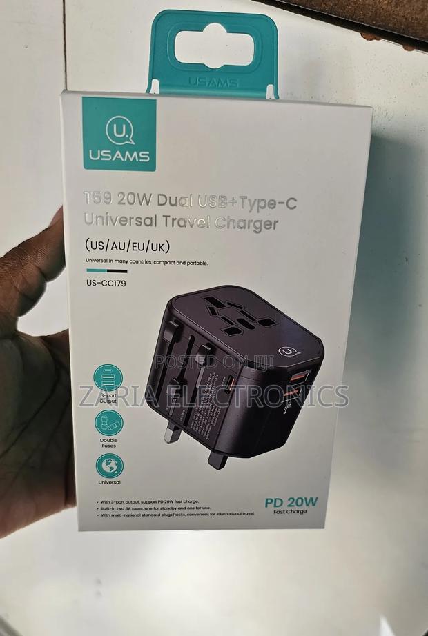 Usams 20watts Power Adapter With Dual Ports Type C +Usb