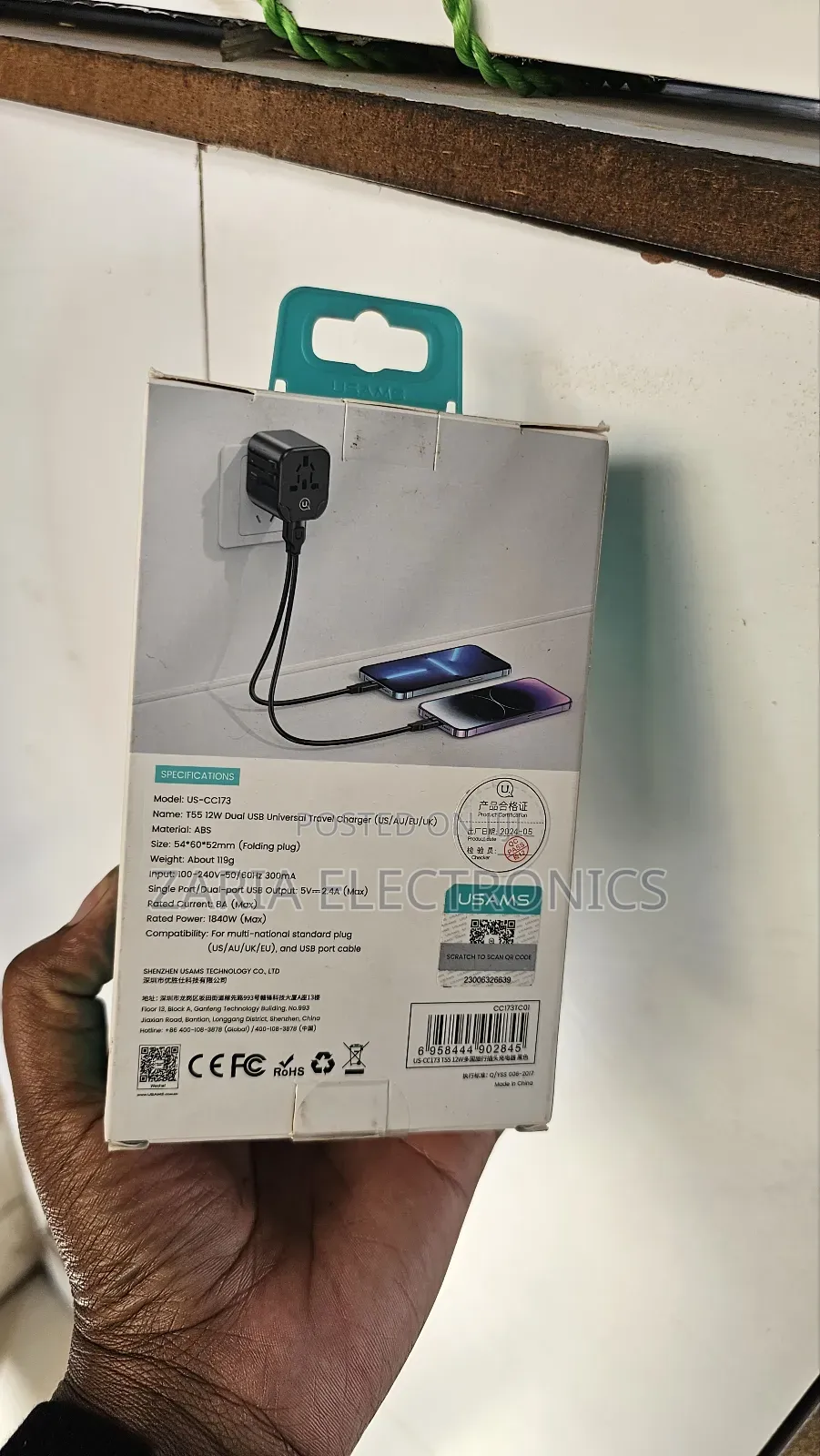 Usams 12watts Power Adapter With Dual Usb Travel Adapter
