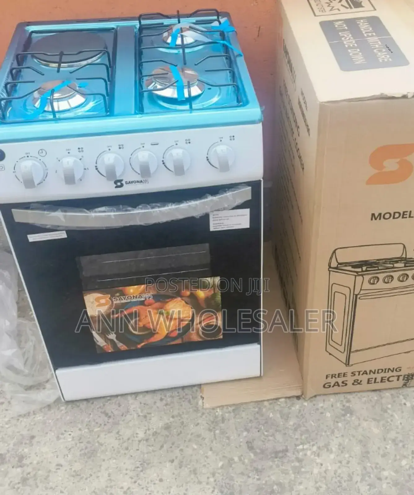 White Sayona 3gas+1E Standing Cooker With Gas Oven S3G+1E