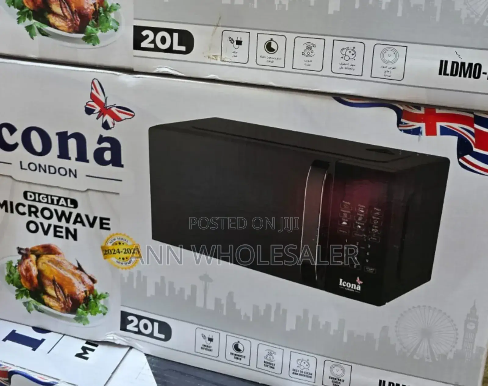 Black 20ltrs Icona Digital Microwave Oven IC20L