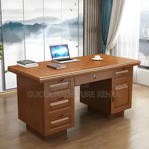 Office Tables:120cm Sleek Oak Writing Mahogany Senate Desk