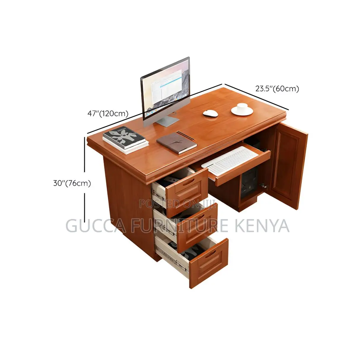 Office Tables:120cm Sleek Oak Writing Mahogany Senate Desk