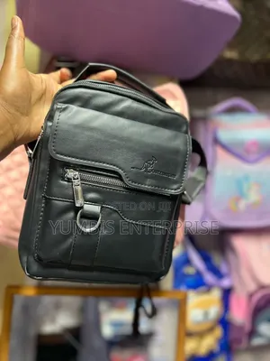 Black Leather Shoulder Bags/Chest Bags at 1200