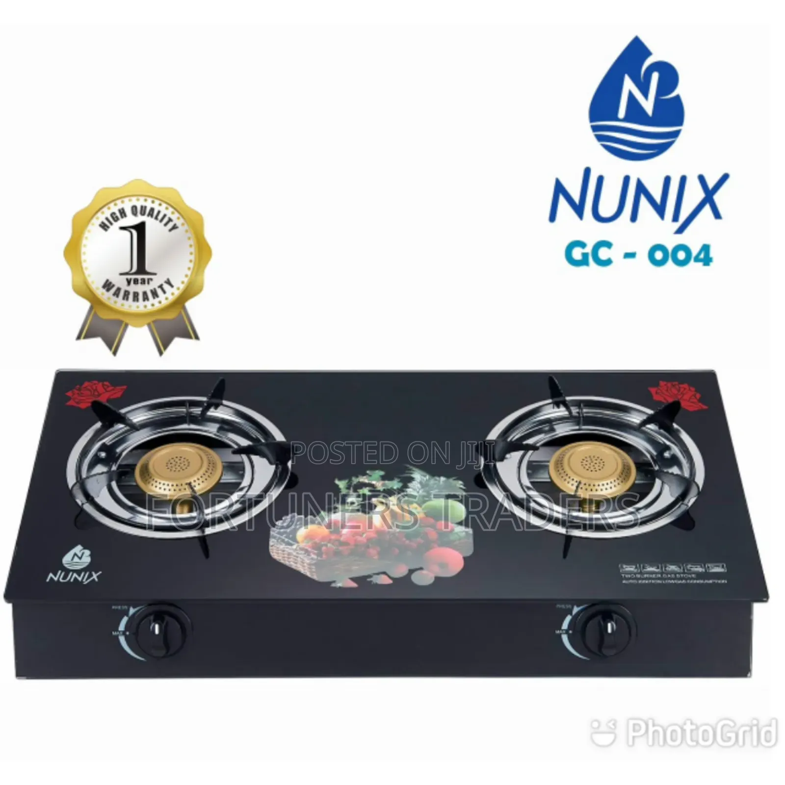 Nunix Table Glass Gas Top 2 Burner.